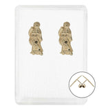Arete Broquel Pendiente Santa Muerte Grande Mujer Oro 10k Alto/ancho 15 Mm X 10 Mm
