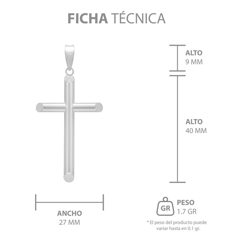 Dije Cruz Tubo Tubular Lisa Sencillo Hombre Plata 925 5 Cm Plateado