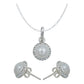 Juego Grande Cristal Dije Arete Cadena Mujer Regalo Plata925