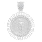 Dije Medalla San Judas Grecas Zirconias Plata 925 3.4 Cm Blanco
