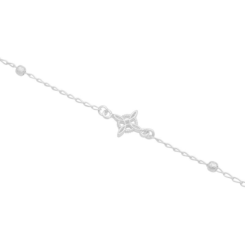 Pulsera Nudo De Bruja Bola Azucarada Ojo Turco Plata 925 Blanco 18 Cm