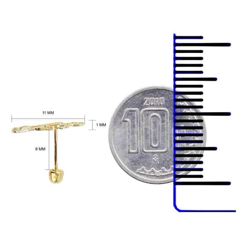 Broquel Arete Santa Muerte Troquel Lisa Mujer Regalo Oro10k Alto/ancho 9 Mm X 11 Mm