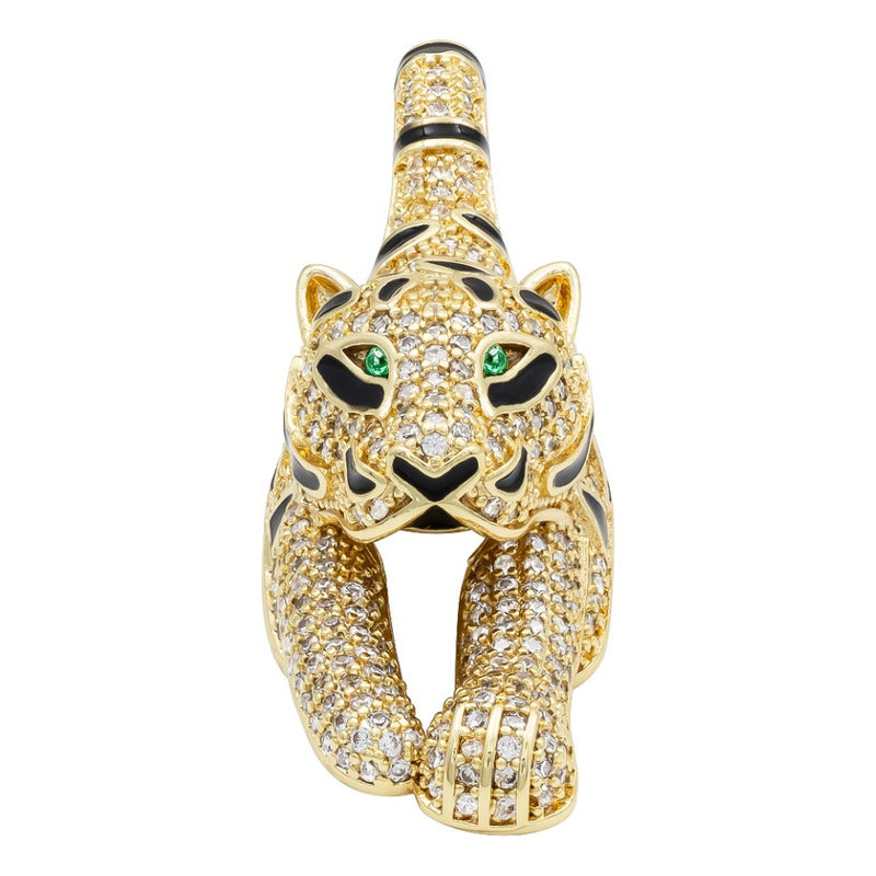 Joyaris Dije Tigre Dorado  Mujer Zirconias Lujo 58mm Dorado