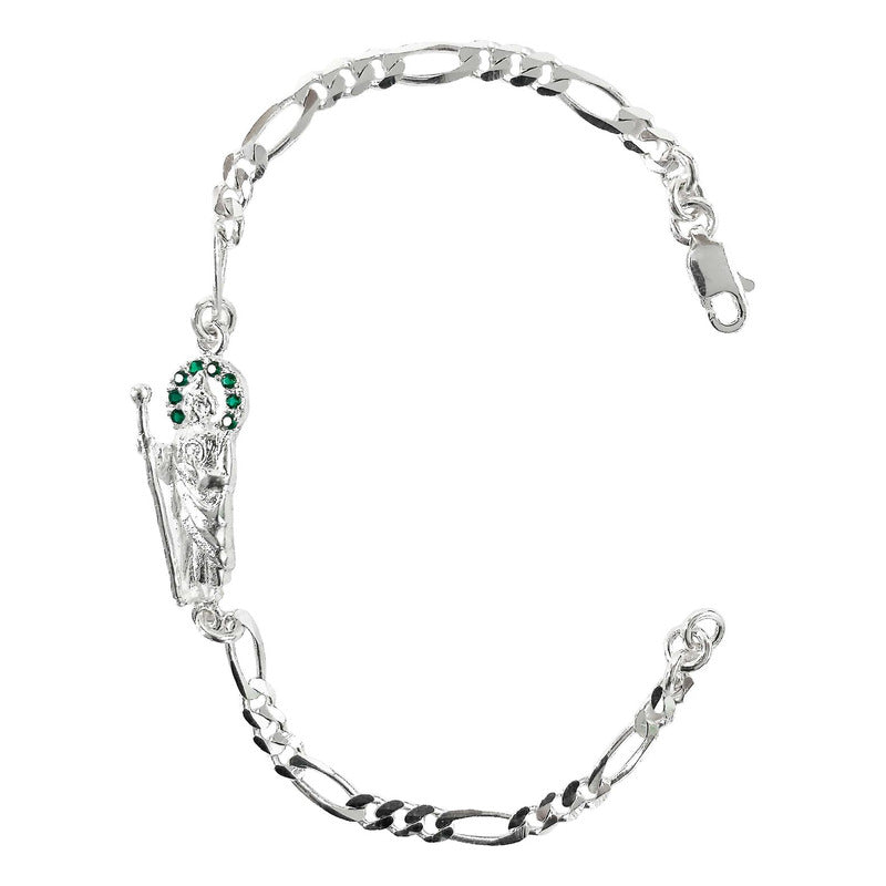 Pulsera Chica San Judas Tadeo Zirconias Plata Ley 925