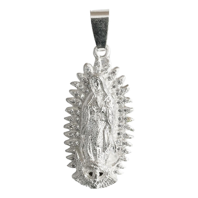 Dije Grande Virgen De Guadalupe Zirconias Plata 925