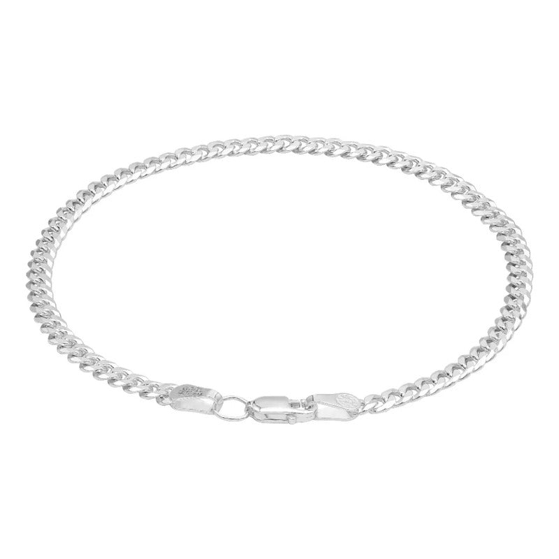 Pulsera Cubana Cerrada Hombre Mujer Regalo Plata S925 4 Mm Plateado 6 Cm 20 Cm