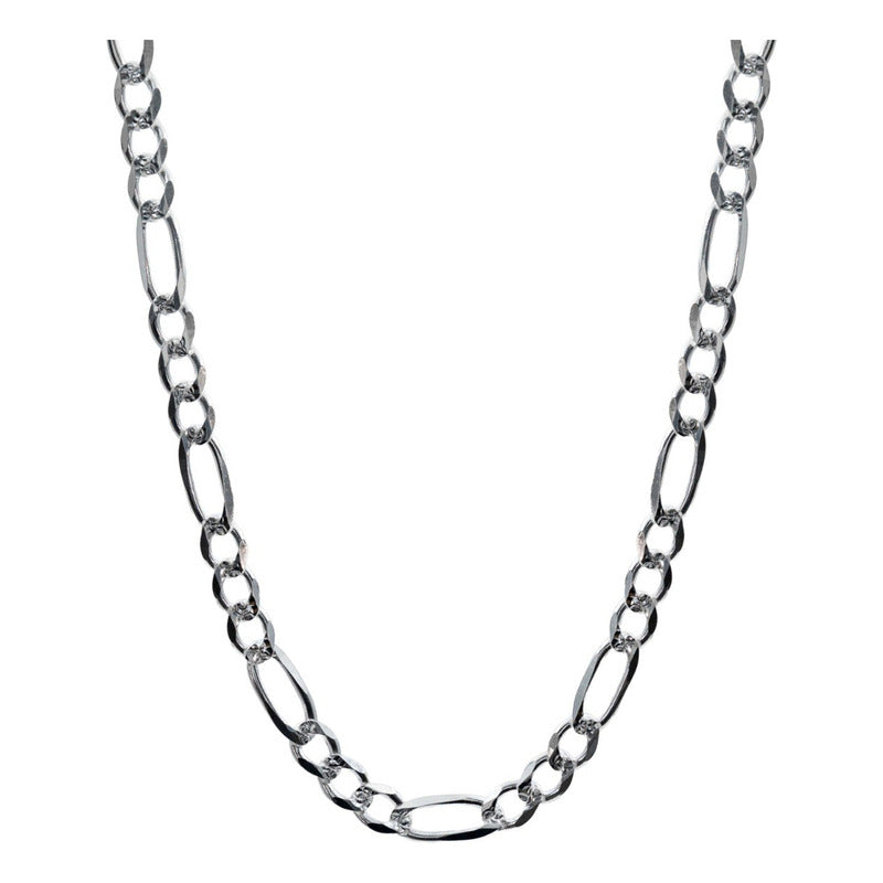 Cadena Figaro 3x1 Diamantada Hombre Plata 925 8 Mm X 60 Cm