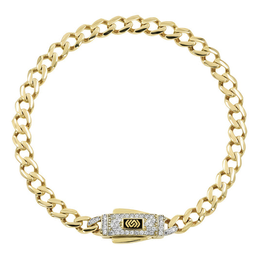 Pulsera Cubana Oro 10k Zirconias Unisex 18 Cm X 5 Mm 6.1g Amarillo 6 Cm 18 Cm