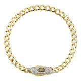 Pulsera Cubana Oro 10k Zirconias Unisex 18 Cm X 5 Mm 6.1g Amarillo 6 Cm 18 Cm