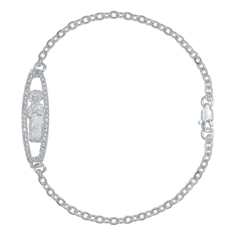 Esclava Ancla San Judas Tadeo Zirconias Unisex Plata 925