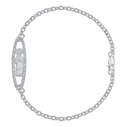 Esclava Ancla San Judas Tadeo Zirconias Unisex Plata 925