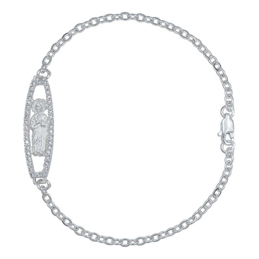 Esclava Ancla San Judas Tadeo Zirconias Unisex Plata 925