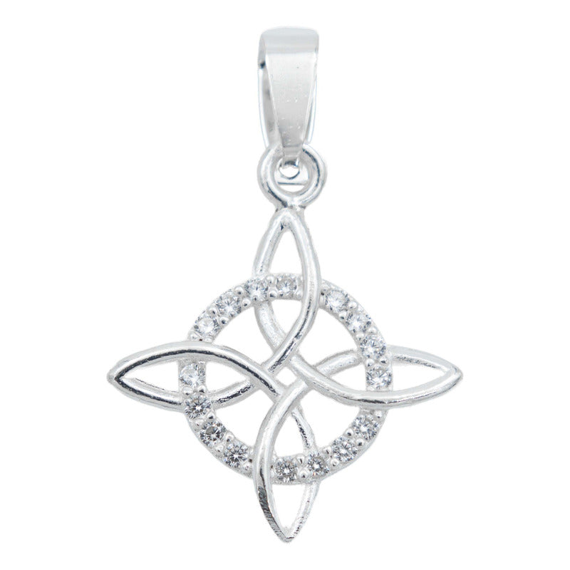 Dije Nudo Bruja Plata Solida 925 + Cadena 45 Cm Plata S925