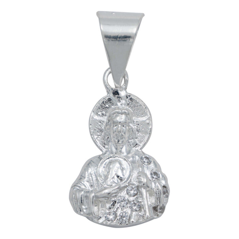 Dije Chico San Judas Torso Medio Cuerpo Zirconias Plata 925