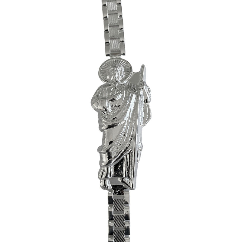 Pulsera Rolo San Judas Tadeo Esclava Plata Solida Ley S925