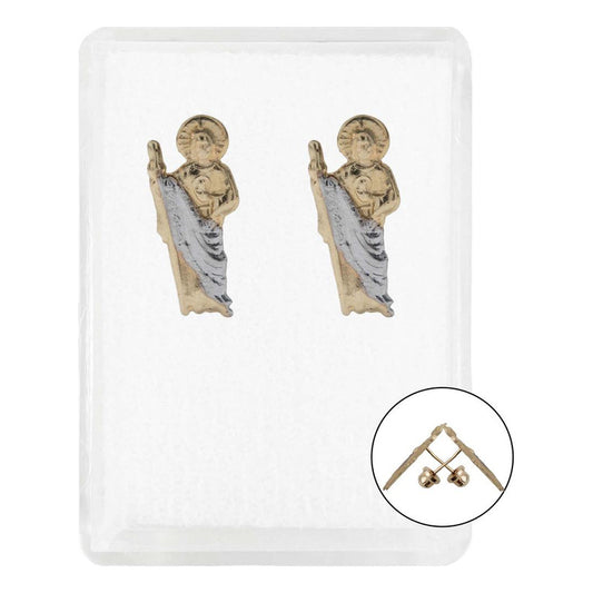 Arete Broquel Grande San Judas Mujer Regalo Oro 10k