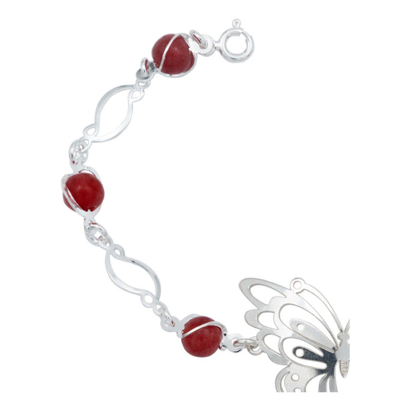 Pulsera Mariposa Primavera Piedra Natural Mujer Plata 925