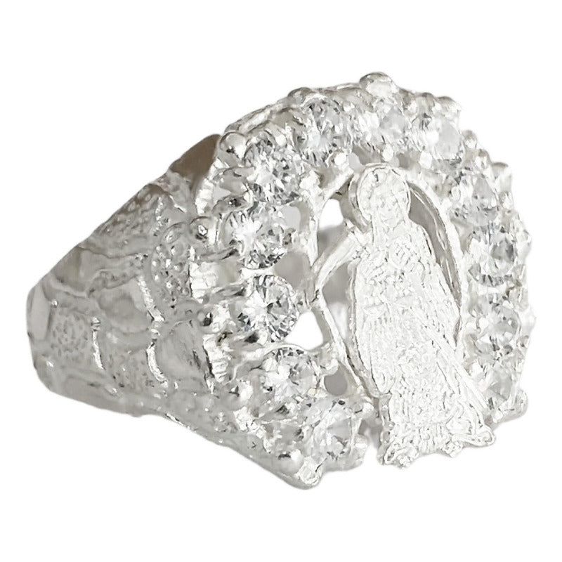 Anillo Santa Muerte Herradura Zirconias Plata Ley 925