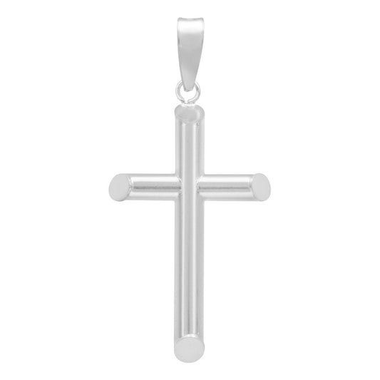 Dije Cruz Tubo Tubular Lisa Sencillo Hombre Plata 925 4.2 Cm Plateado