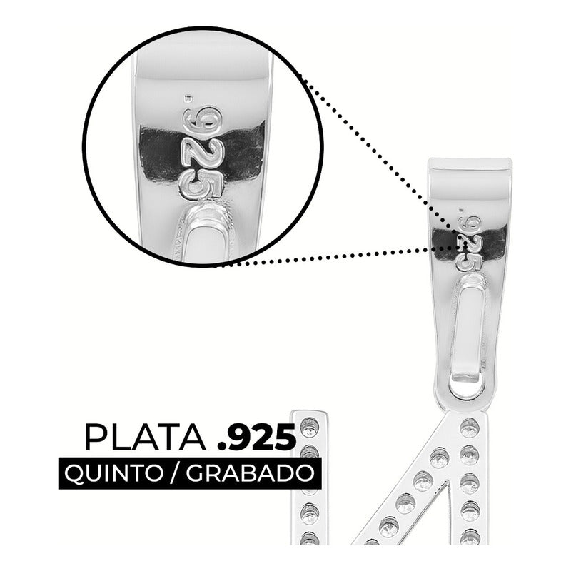Dije Inicial De Plata 925 Zirconias  2 Cm Regalo Para Mujer N