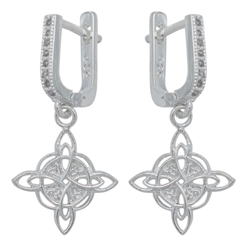Arete Colgante Pendiente Nudo Bruja Triqueta Amor Plata S925