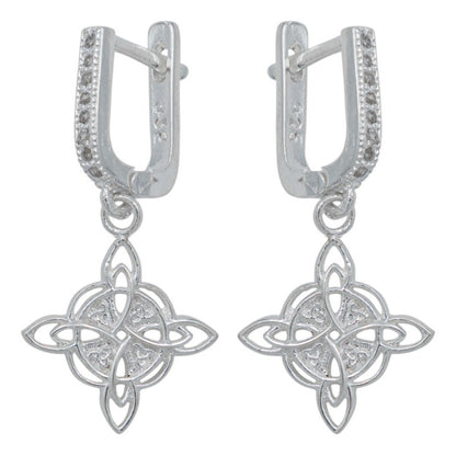 Arete Colgante Pendiente Nudo Bruja Triqueta Amor Plata S925