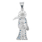 Dije Santa Muerte Guadaña Asa Lisa Zirconia Plata 925 5.8 Cm