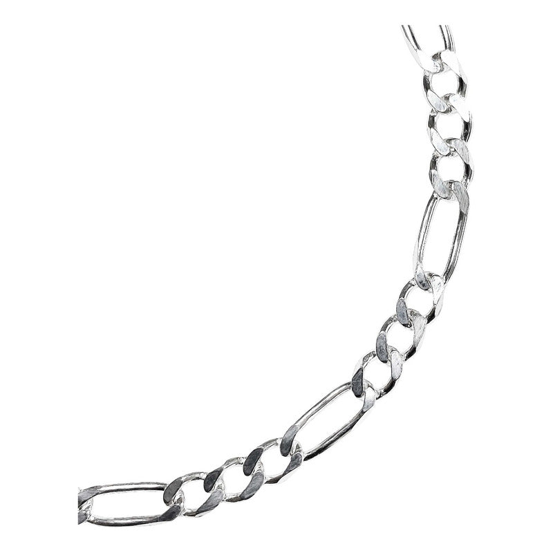 Esclava Pulsera Fígaro 3x1 Caballero Hombre Plata S925 5 Mm