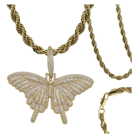 Dije Hombre Mariposa Hiphop + Cadena Regalo Chapa Oro 14k