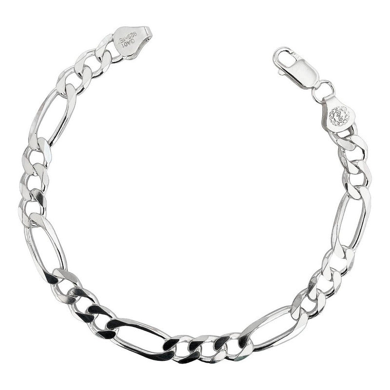 Esclava Pulsera Fígaro 3x1 Caballero Hombre Plata .925 6 Mm