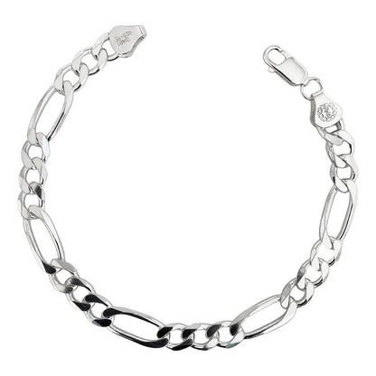 Esclava Pulsera Fígaro 3x1 Caballero Hombre Plata .925 6 Mm