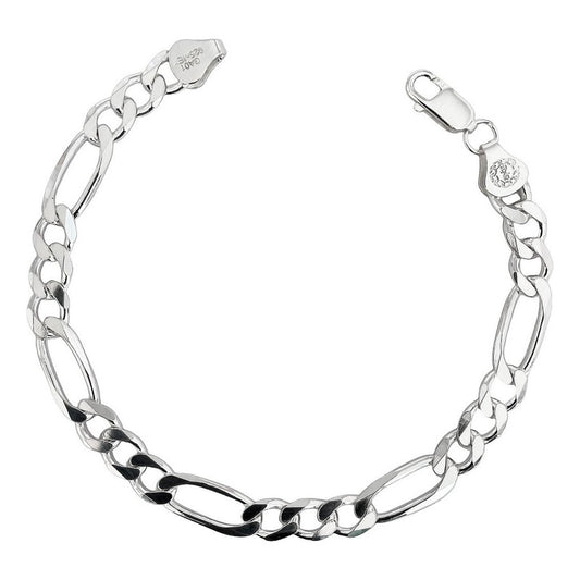 Esclava Pulsera Fígaro 3x1 Caballero Hombre Plata .925 6 Mm