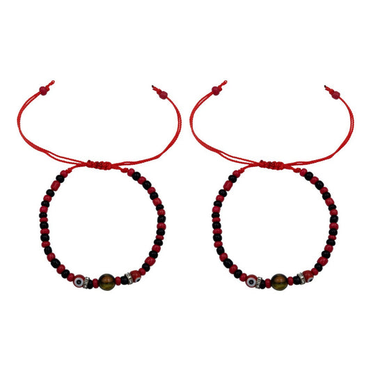 2 Piezas Pulsera Ojo Turco Suerte Protección Liston Rojo