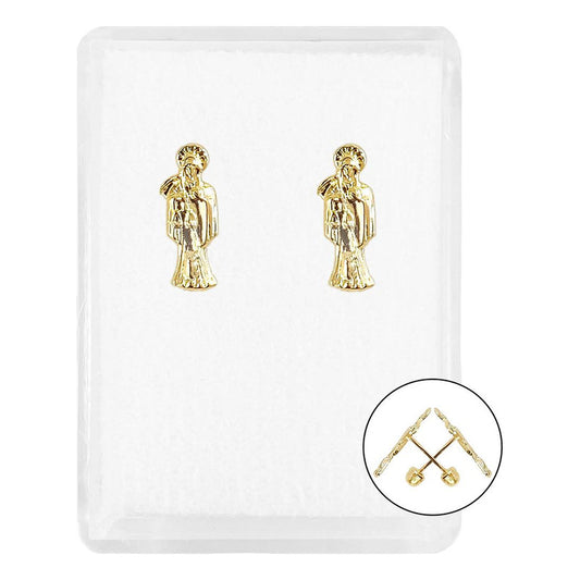 Broquel Arete Santa Muerte Troquel Lisa Mujer Regalo Oro10k Alto/ancho 9 Mm X 11 Mm