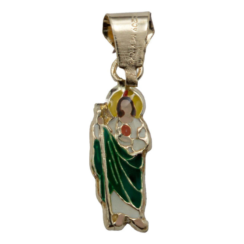 Dije Mini San Judas Esmaltado Mujer Regalo + Cadena Oro 10k