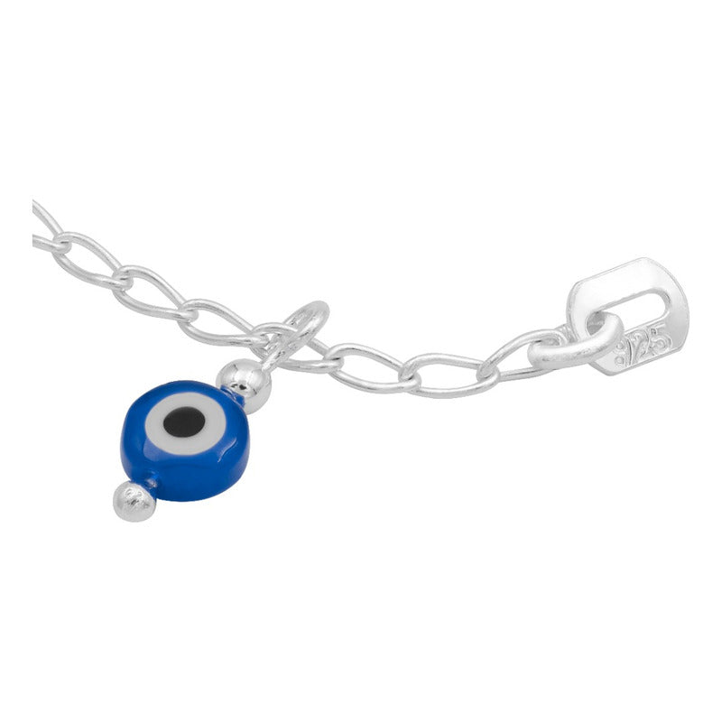 Pulsera Nudo De Bruja Bola Azucarada Ojo Turco Plata 925 Azul 18 Cm