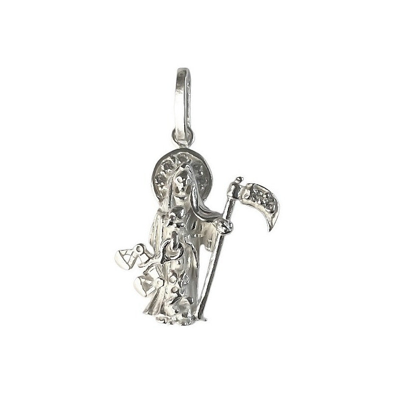 Dijes Santa Muerte En Plata Solida 925 + Cadena Plata S925
