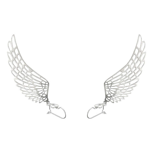 Aretes Grande Gancho Colgantes Alas Angel Plata Ley 925