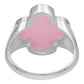 Anillo Grande Hombre Mujer Trebol Esmaltado Resina Plata 925 Rosa 8