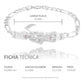Pulsera Santa Muerte Zirconias Figaro 3x1 Plata 925 6 Mm Blanco 6 Cm 22 Cm