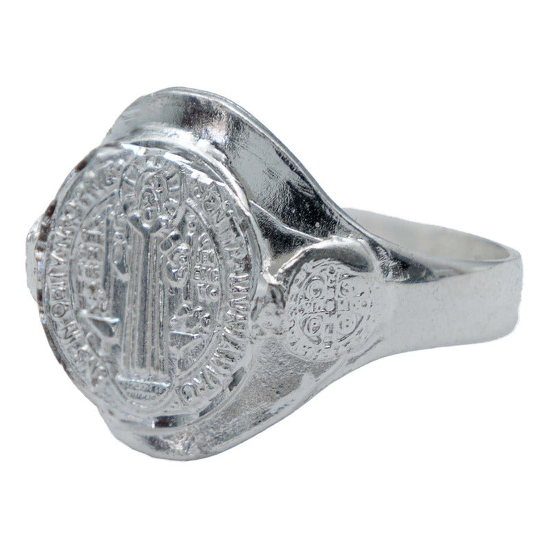 Anillo San Benito Liso Troquel Suerte Dinero Plata Ley 925