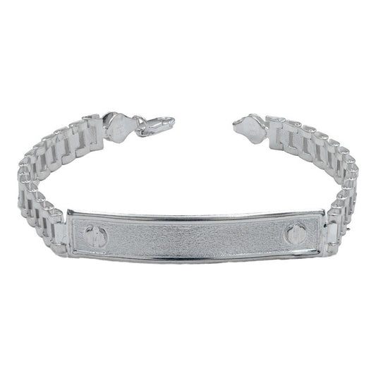 Pulsera Rolo Hombre Esclava Placa Plata Solida Ley 925 8mm Color Plateado Clásico Diámetro 6 Cm Largo 20.5 Cm