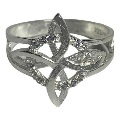 Anillo Nudo De Bruja Con Zirconias En Plata Solida 925