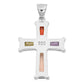 Dije Cruz Fina Rodizada De Plata Ley .925 Zirconias 2.2 Cm Multicolor