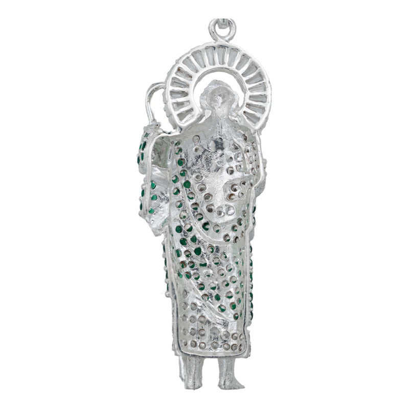 Dije Grande San Judas Zirconias Piedras Plata 925 7.8 Cm