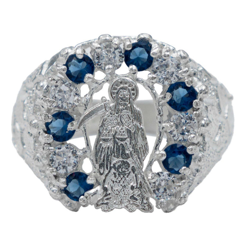 Anillo Santa Muerte Herradura Zirconias Plata Ley 925