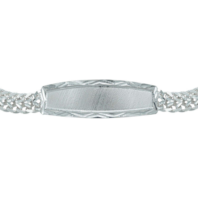 Esclava Doble Cubana Placa Diam Adolescente Plata Maciza 925