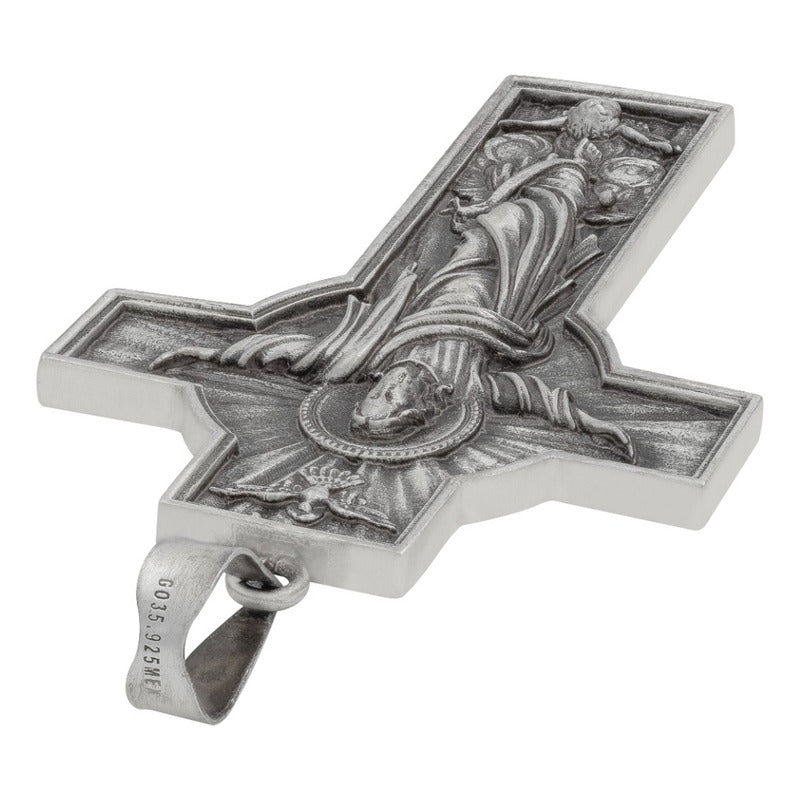 Dije Cruz Grande Cristo Espiritu Santo Plata Antigua 925 Plateado
