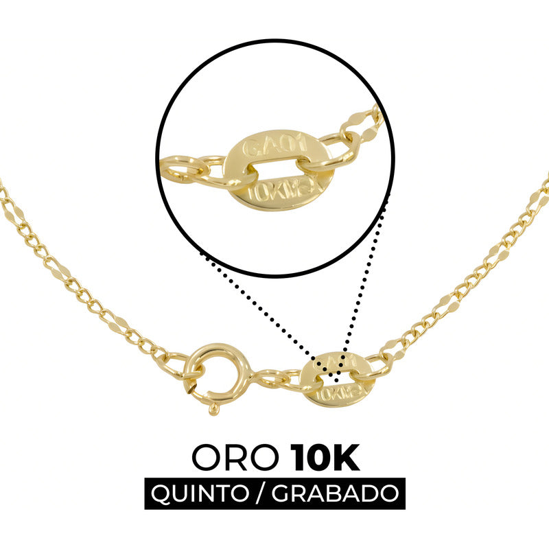 Cadena Granito Fígaro Mujer Regalo Oro 10k 45 Cm X 1 Mm 1.1g - Amarillo