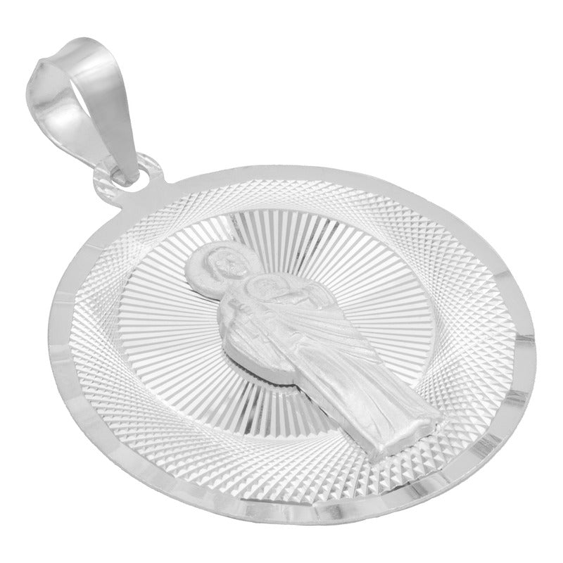 Dije Chico Medalla Diamantado San Judas Plata 925 1.6 Cm